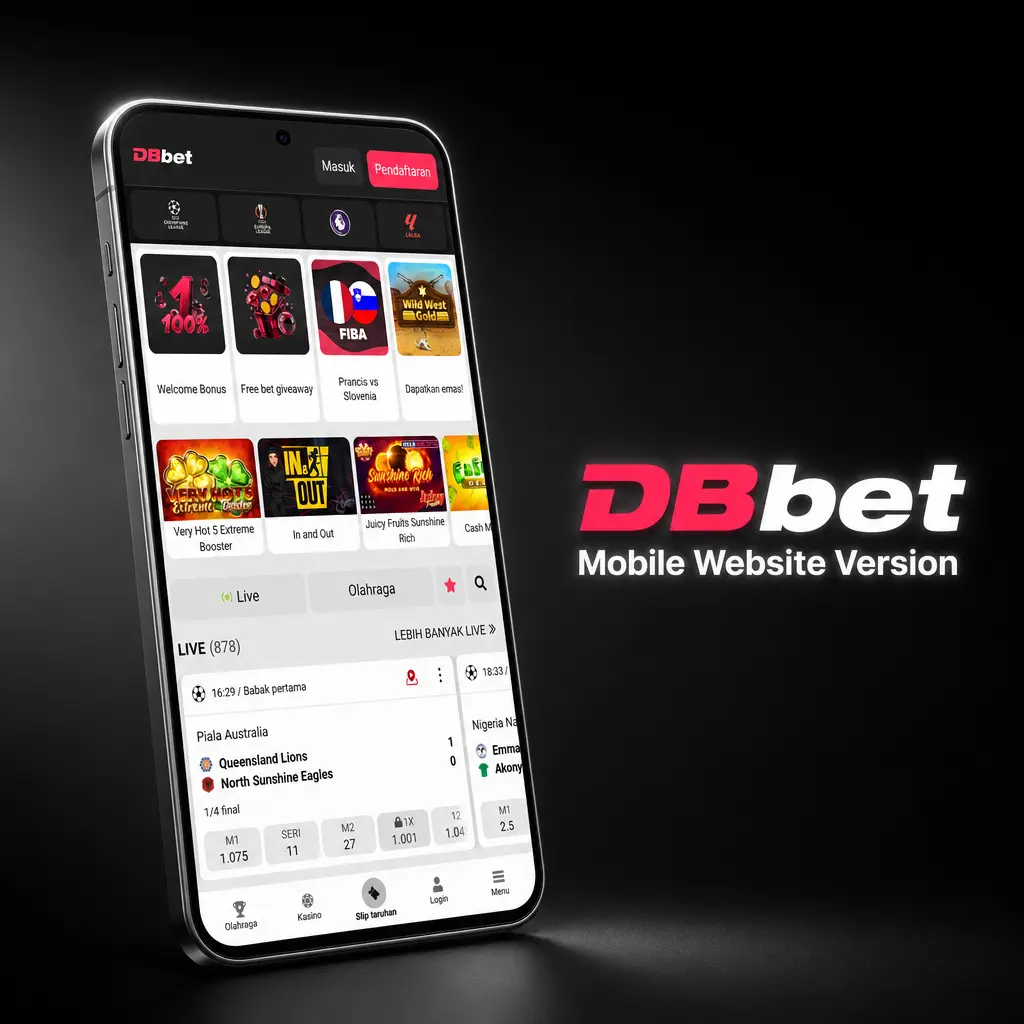 DBBet mobile website version showing responsive design for sports betting and casino access without app download