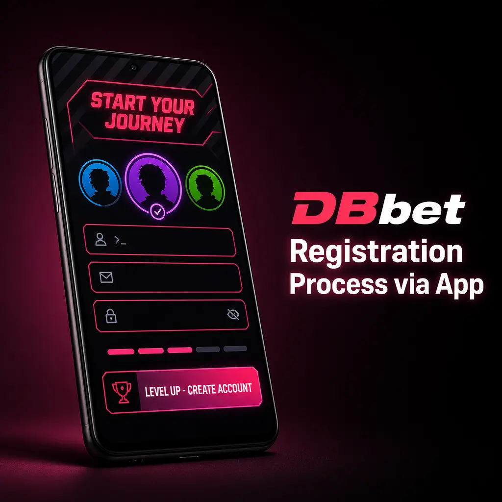 DBBet app registration process showing 4 steps to open a new account and activate the first deposit bonus