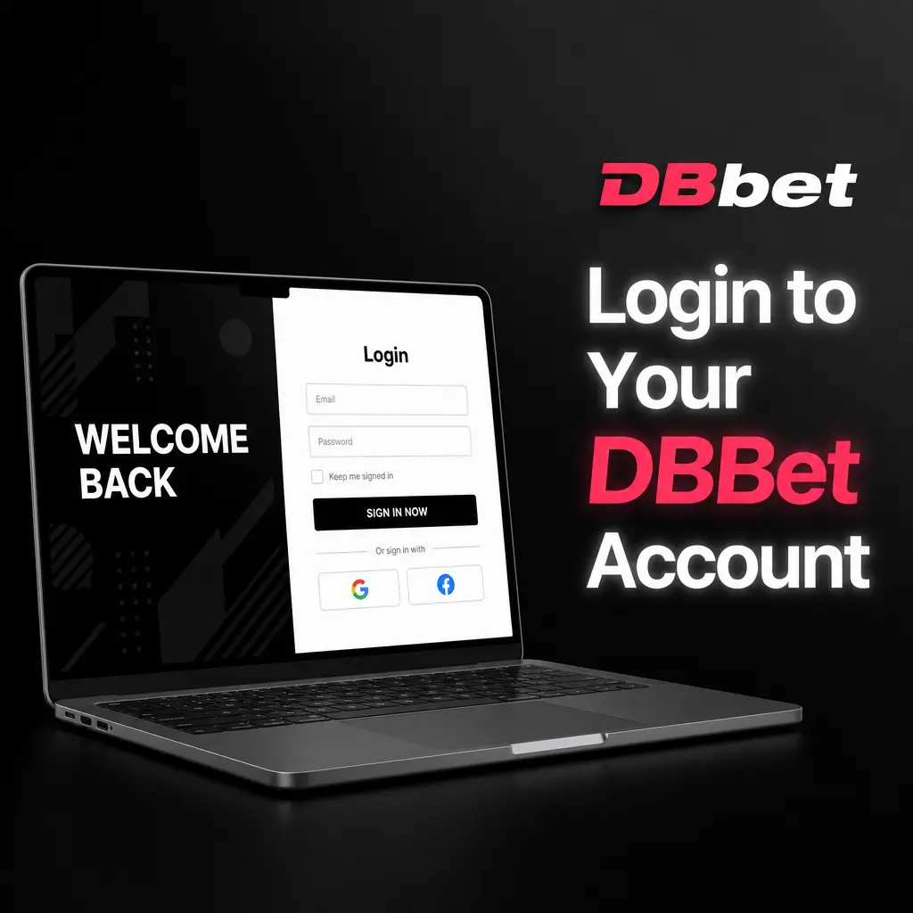 DBBet login page showing steps to enter email or phone number and password to access account